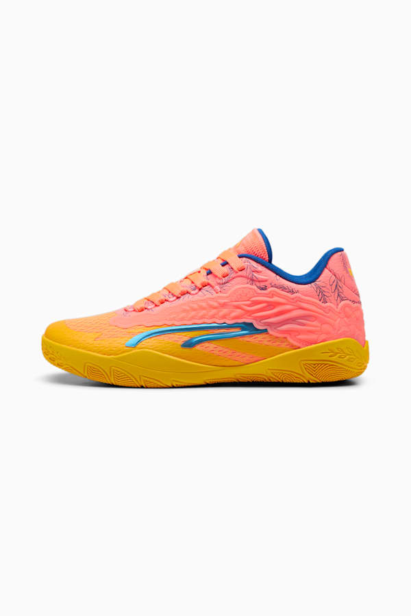 Stewie 3 Dawn in 'Cuse Basketball Shoes, Yellow Sizzle-Fluro Peach Pes-Cobalt Glaze-Luminous Blue, extralarge