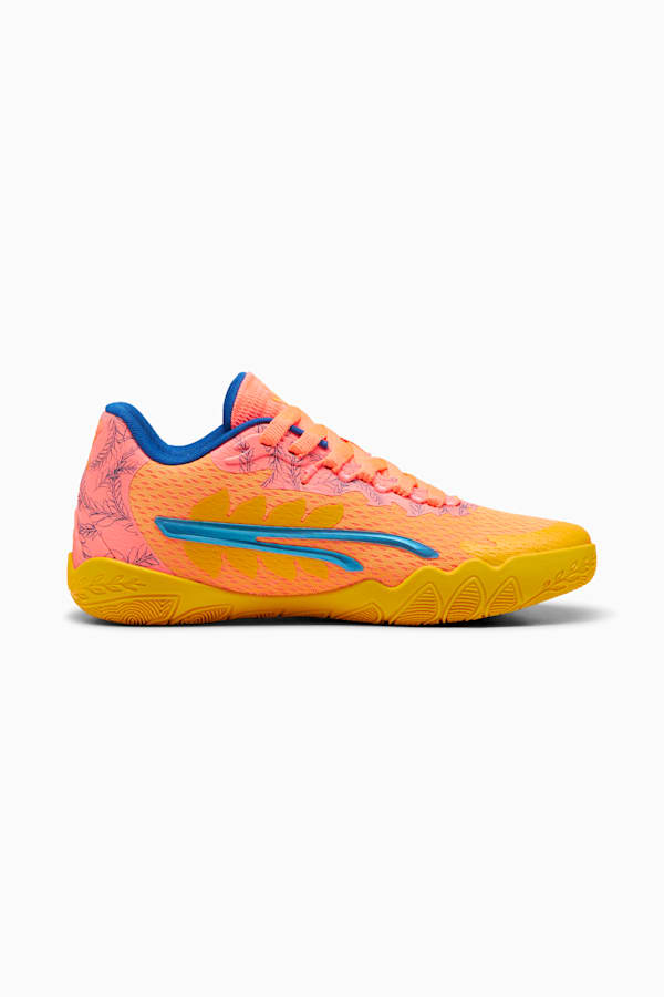 Stewie 3 Dawn in 'Cuse Basketball Shoes, Yellow Sizzle-Fluro Peach Pes-Cobalt Glaze-Luminous Blue, extralarge