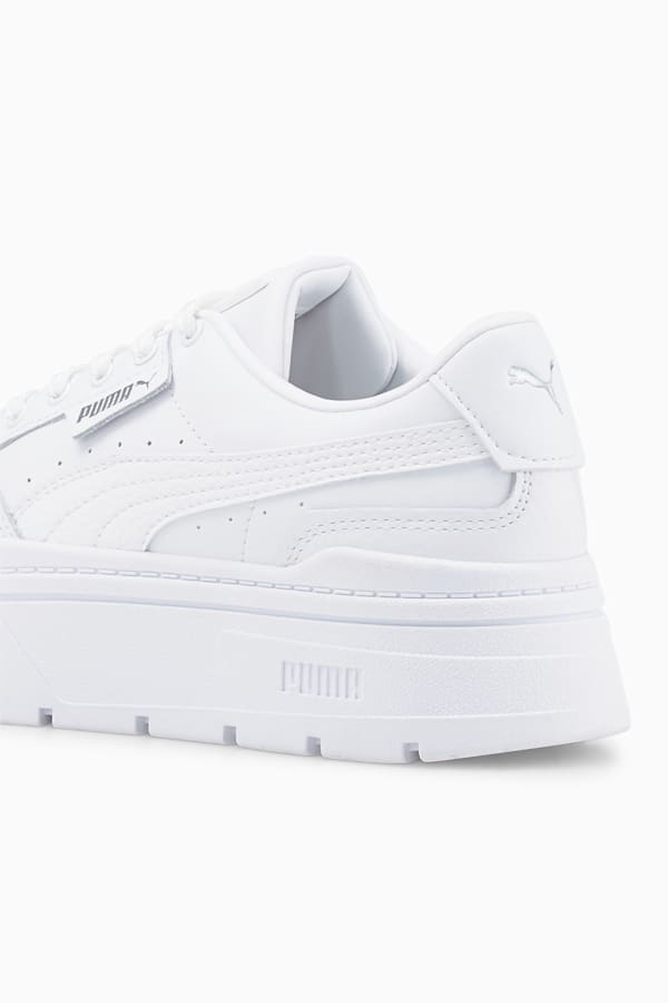 Mayze Stack Leather Sneakers Women, Puma White, extralarge