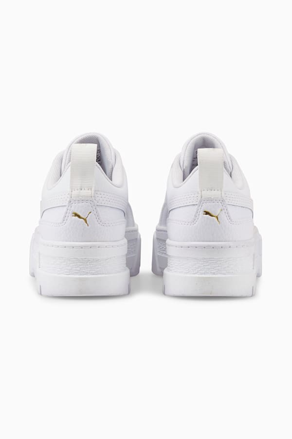 Mayze Leather Youth Trainers, Puma White-Puma Team Gold, extralarge