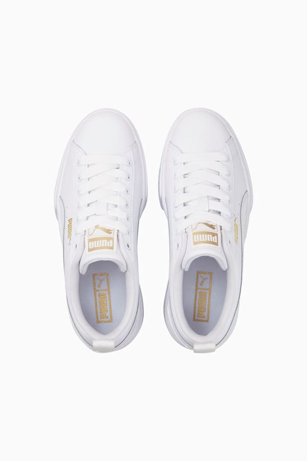 Mayze Leather Youth Trainers, Puma White-Puma Team Gold, extralarge