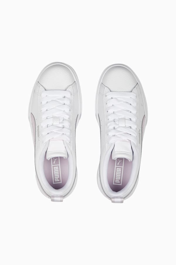 Mayze Leather Youth Trainers, PUMA White-Pearl Pink-Vivid Violet, extralarge