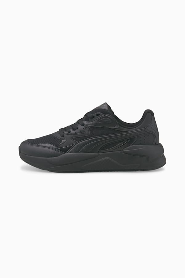 Black leather puma trainers shop