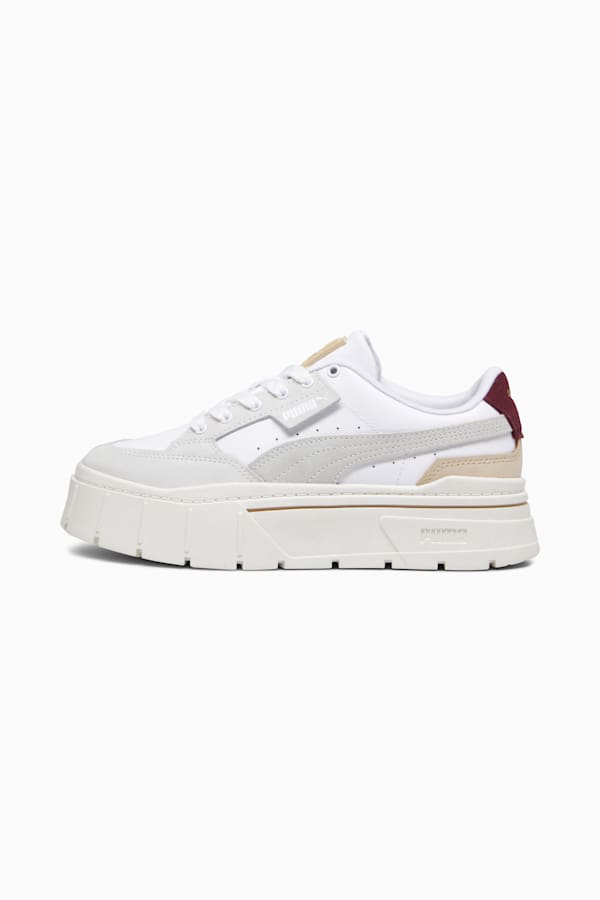 Mayze Stack Luxe Sneakers Women, PUMA White-Warm White-Dark Jasper, extralarge-GBR