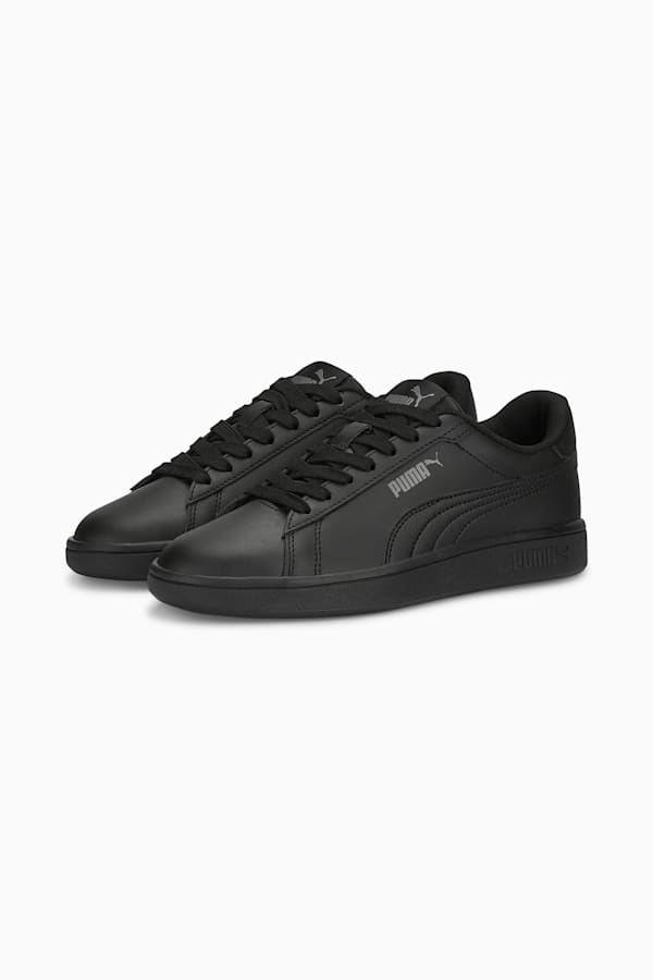 Smash 3.0 Leather Sneakers Youth, PUMA Black-Shadow Gray, extralarge