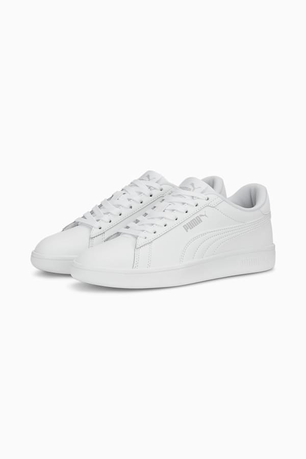 Smash 3.0 Leather Sneakers Youth, PUMA White-Cool Light Gray, extralarge