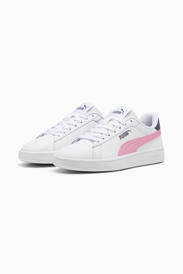 Smash 3.0 Leather Sneakers Youth, PUMA White-Mauved Out-Galactic Gray, extralarge