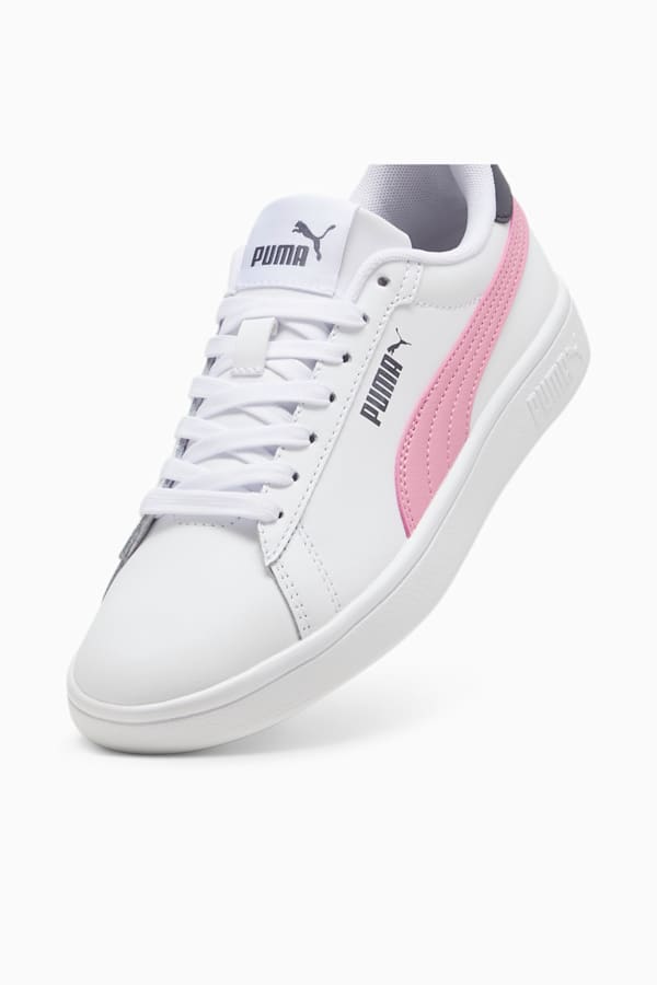 Smash 3.0 Leather Sneakers Youth, PUMA White-Mauved Out-Galactic Gray, extralarge