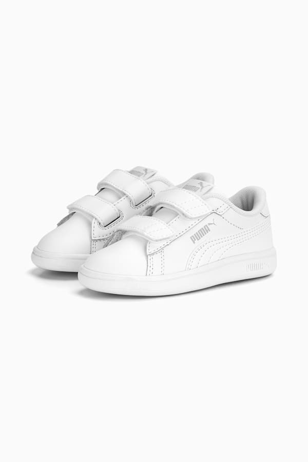 Smash 3.0 Leather V Sneakers Baby, PUMA White-Cool Light Gray, extralarge