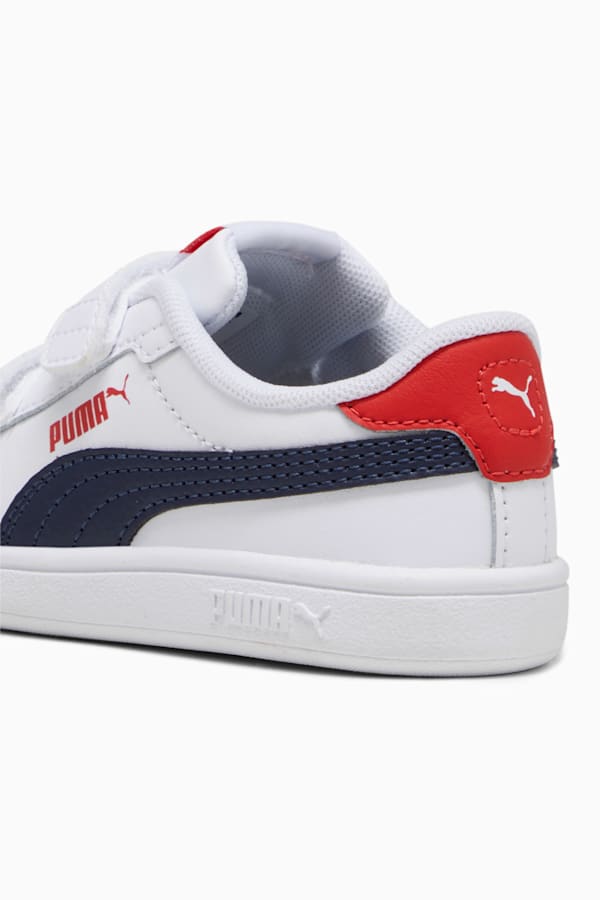 Smash 3.0 Leather V Sneakers Baby, PUMA White-PUMA Navy-For All Time Red, extralarge