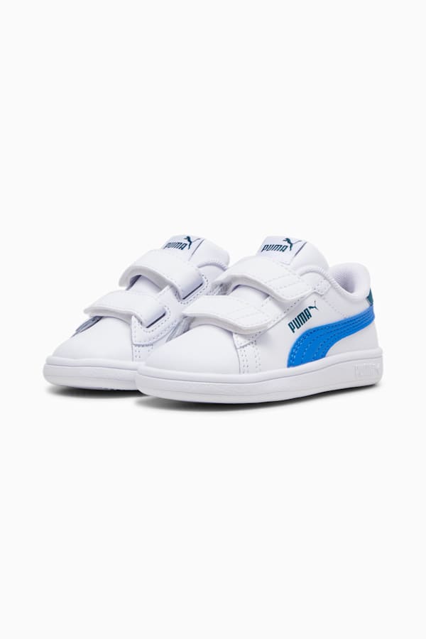 Smash 3.0 Leather V Sneakers Baby, PUMA White-Hyperlink Blue-Cold Green, extralarge-GBR