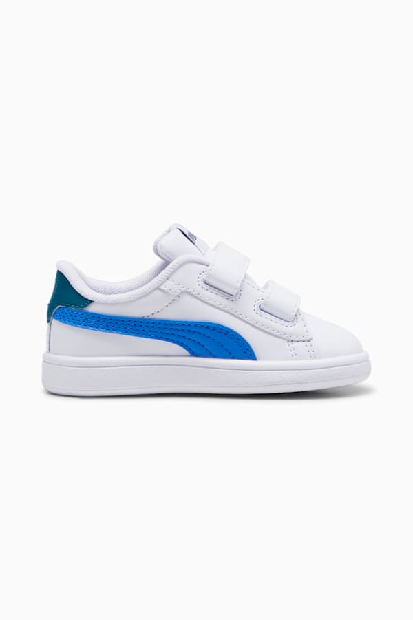 Smash 3.0 Leather V Sneakers Baby, PUMA White-Hyperlink Blue-Cold Green, extralarge-GBR