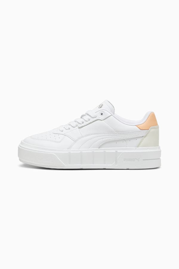 PUMA Cali Court Leather Women's Sneakers, PUMA White-Peach Fizz, extralarge