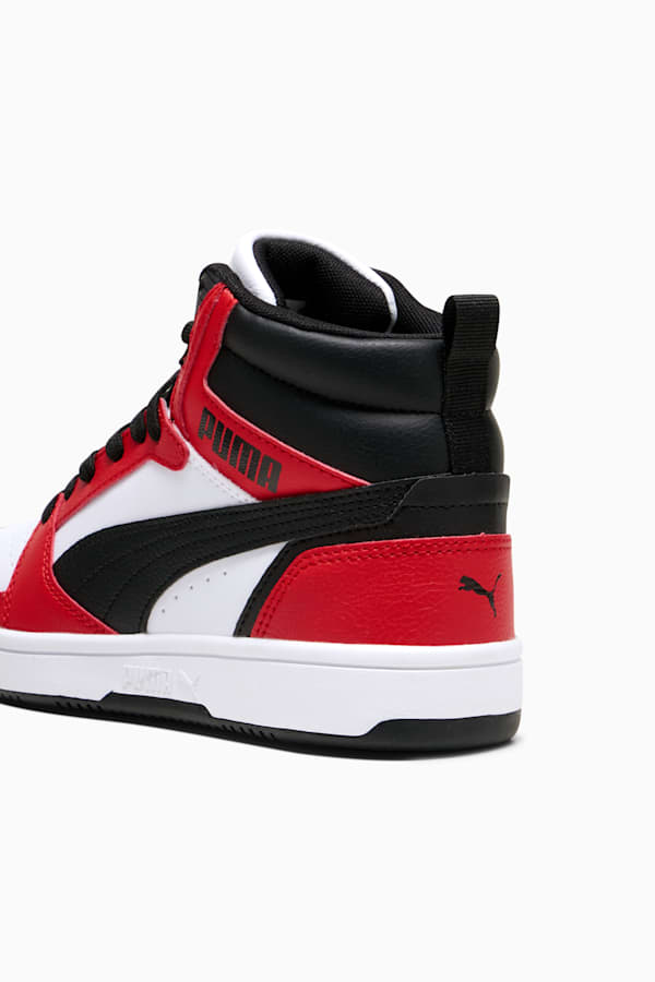 Rebound V6 Mid Sneakers Youth, PUMA White-PUMA Black-For All Time Red, extralarge