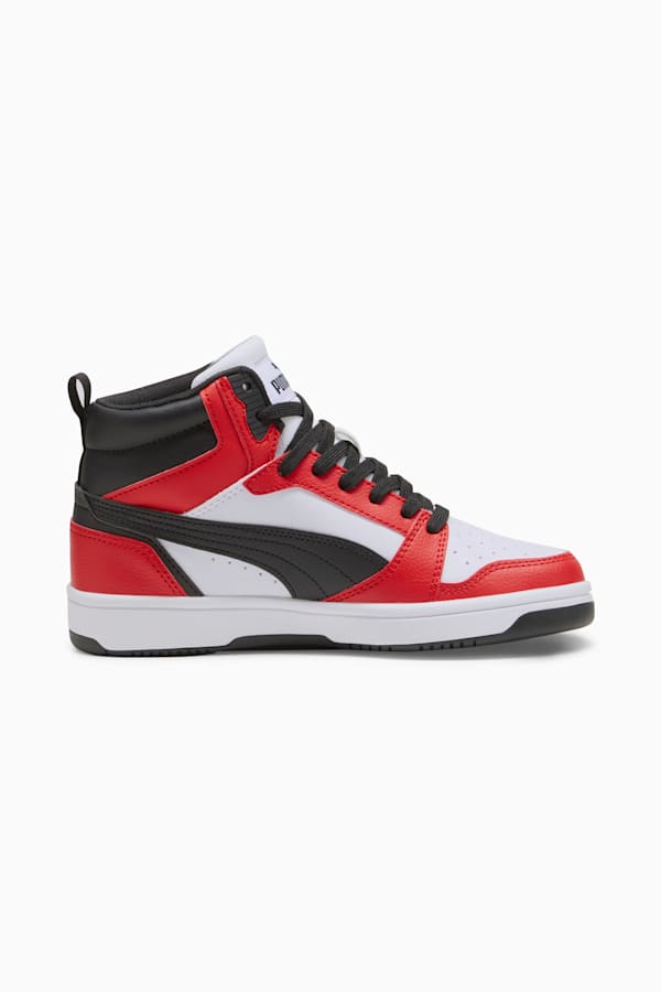 Rebound V6 Mid Sneakers Youth, PUMA White-PUMA Black-For All Time Red, extralarge
