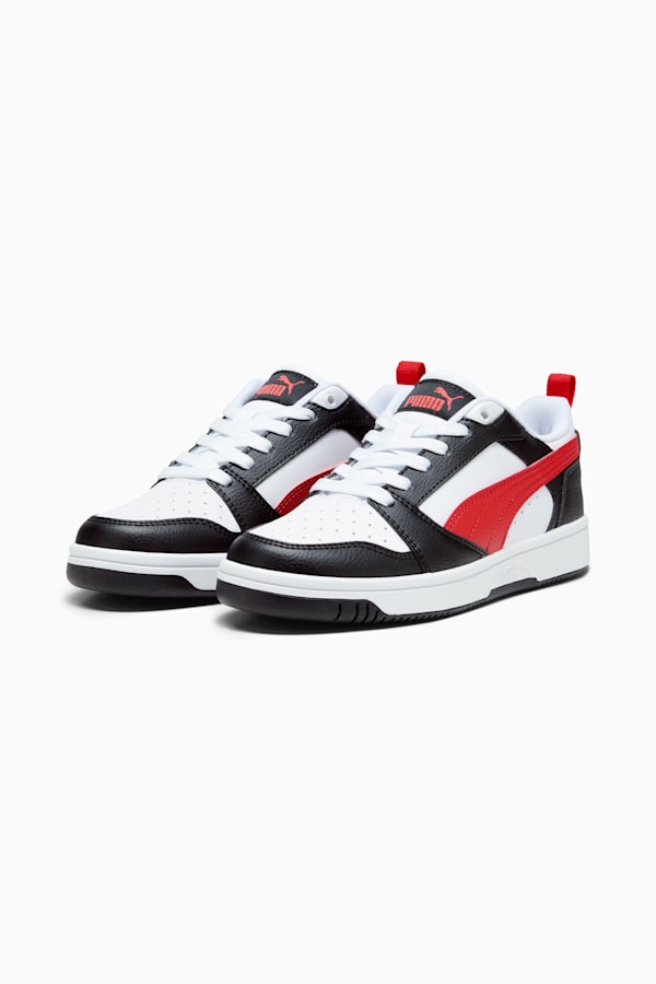 Rebound V6 Lo Youth Sneakers, PUMA White-For All Time Red-PUMA Black, extralarge