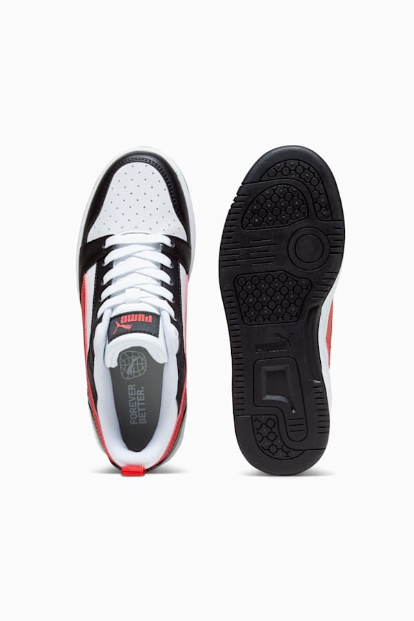 Rebound V6 Lo Youth Sneakers, PUMA White-For All Time Red-PUMA Black, extralarge