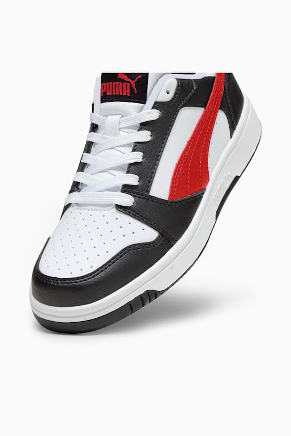 Rebound V6 Lo Youth Sneakers, PUMA White-For All Time Red-PUMA Black, extralarge