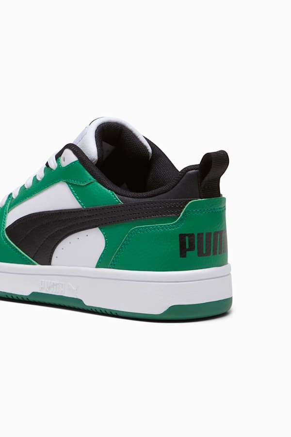 Rebound V6 Lo Youth Sneakers, PUMA White-PUMA Black-Archive Green, extralarge