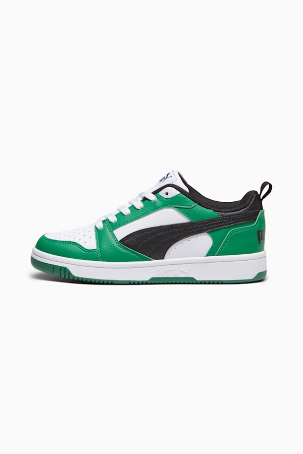 Rebound V6 Lo Youth Sneakers, PUMA White-PUMA Black-Archive Green, extralarge