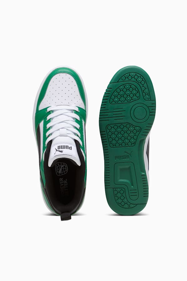 Rebound V6 Lo Youth Sneakers, PUMA White-PUMA Black-Archive Green, extralarge