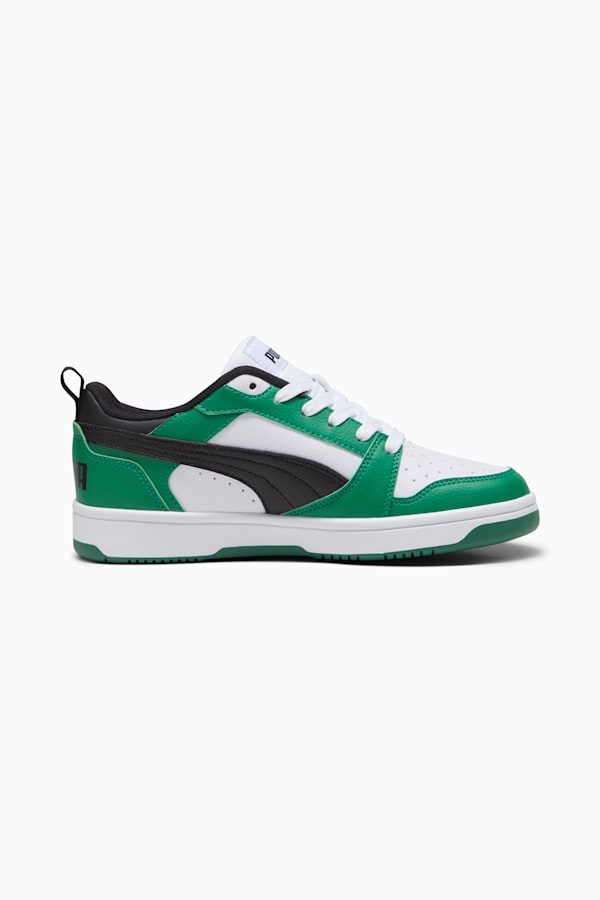 Rebound V6 Lo Youth Sneakers, PUMA White-PUMA Black-Archive Green, extralarge