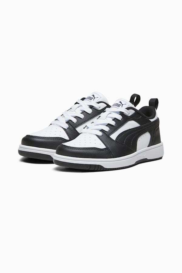 Rebound V6 Lo Kids' Sneakers, PUMA White-PUMA Black, extralarge