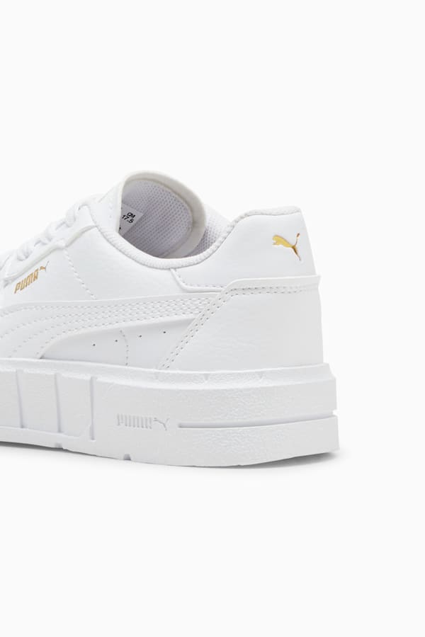 PUMA Cali Court Kids' Leather Sneakers, PUMA White-PUMA Gold, extralarge-GBR