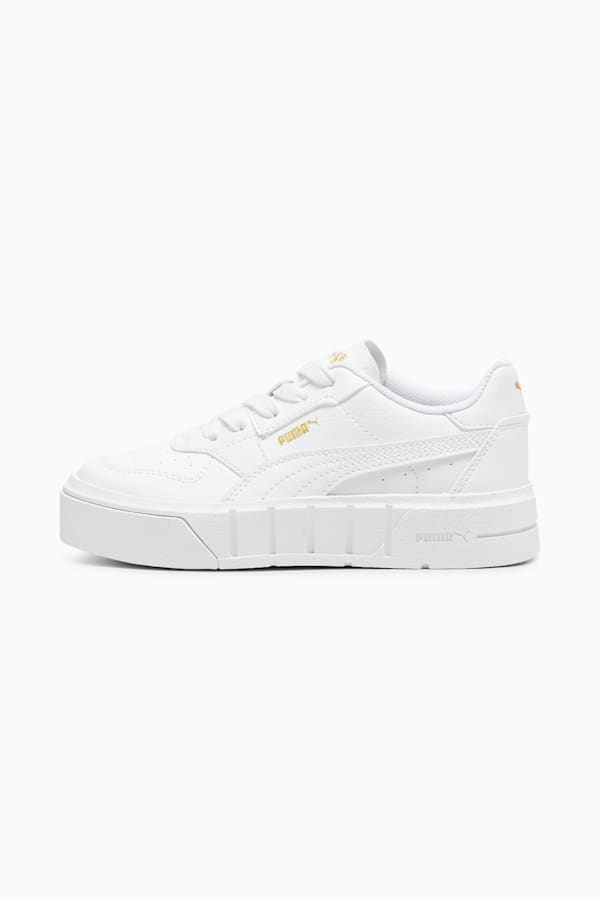 PUMA Cali Court Kids' Leather Sneakers, PUMA White-PUMA Gold, extralarge-GBR