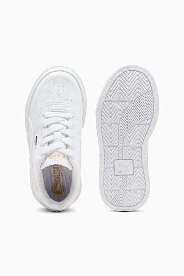PUMA Cali Court Kids' Leather Sneakers, PUMA White-PUMA Gold, extralarge-GBR