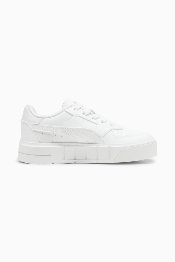 PUMA Cali Court Kids' Leather Sneakers, PUMA White-PUMA Gold, extralarge-GBR
