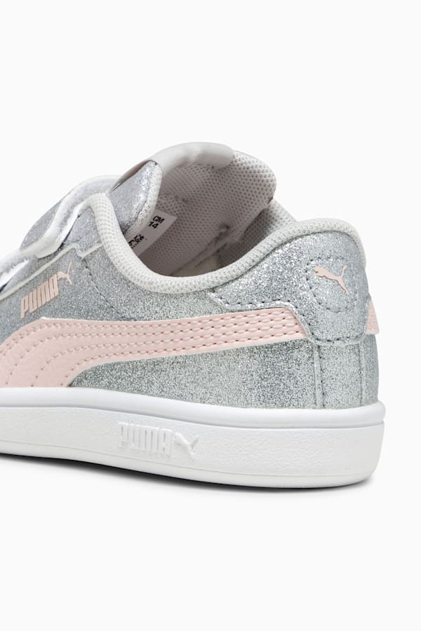 PUMA Smash 3.0 Glitz Glam Toddlers' Sneakers, Glacial Gray-Frosty Pink, extralarge