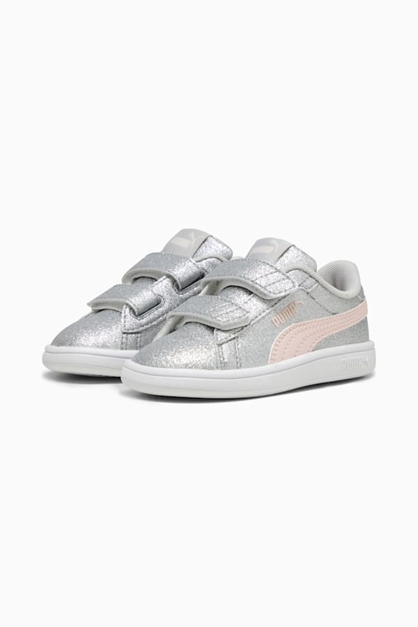 PUMA Smash 3.0 Glitz Glam Toddlers' Sneakers, Glacial Gray-Frosty Pink, extralarge