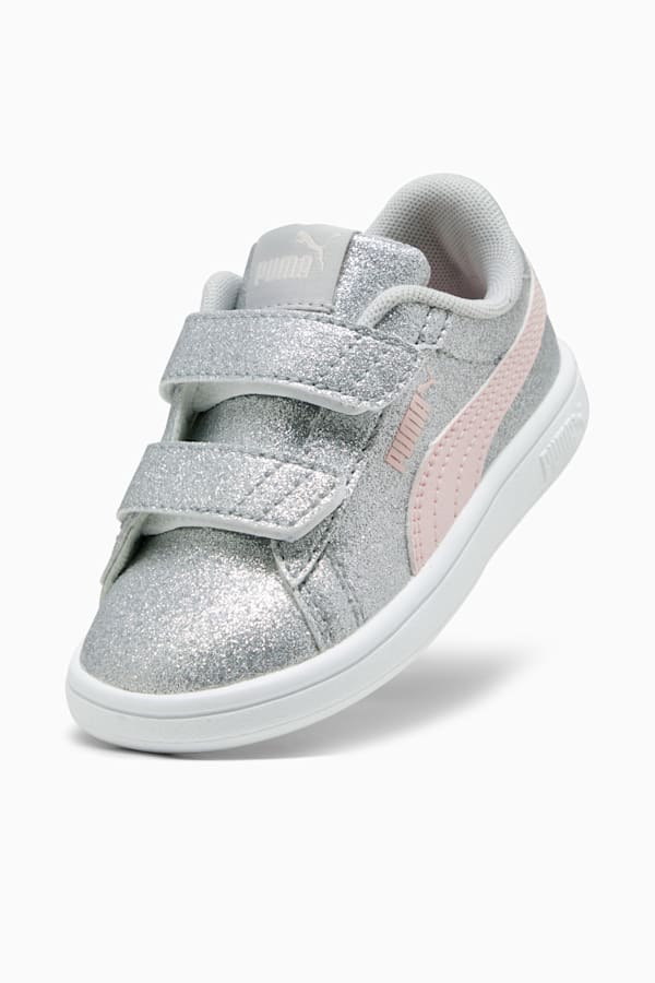 PUMA Smash 3.0 Glitz Glam Toddlers' Sneakers, Glacial Gray-Frosty Pink, extralarge