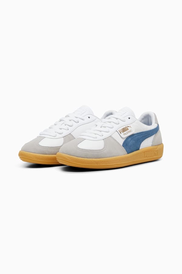 Palermo Leather Sneakers Unisex, PUMA White-Blue Horizon-Gum, extralarge