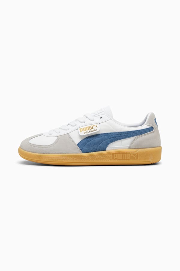 Palermo Leather Sneakers Unisex, PUMA White-Blue Horizon-Gum, extralarge