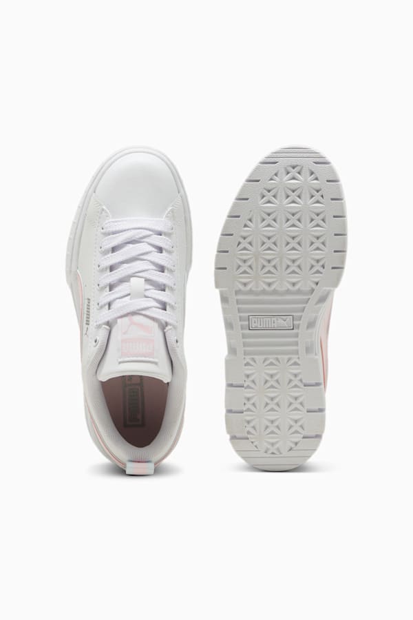 Mayze Leather Piping Sneakers Youth, PUMA White-Whisp Of Pink-Dewdrop, extralarge