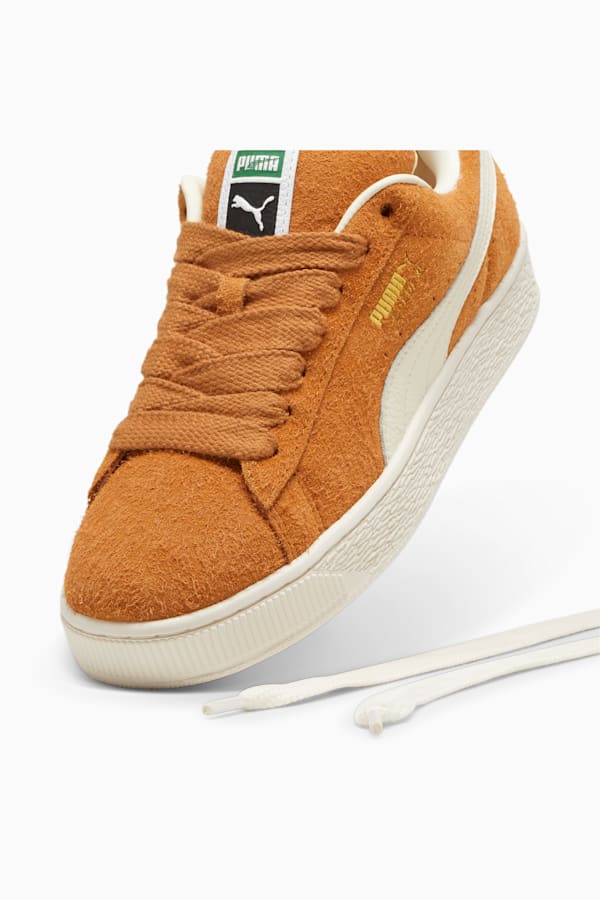 Suede XL Hairy Sneakers, Caramel Latte-Frosted Ivory, extralarge