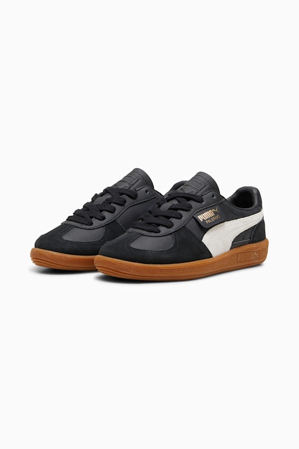 Palermo Leather Sneakers Youth, PUMA Black-Feather Gray-Gum, extralarge