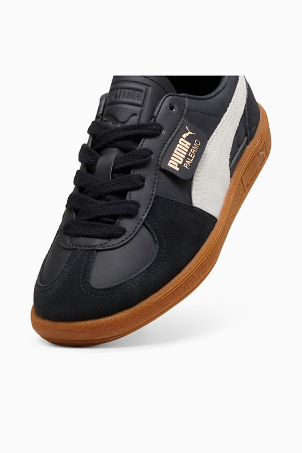 Palermo Leather Sneakers Youth, PUMA Black-Feather Gray-Gum, extralarge