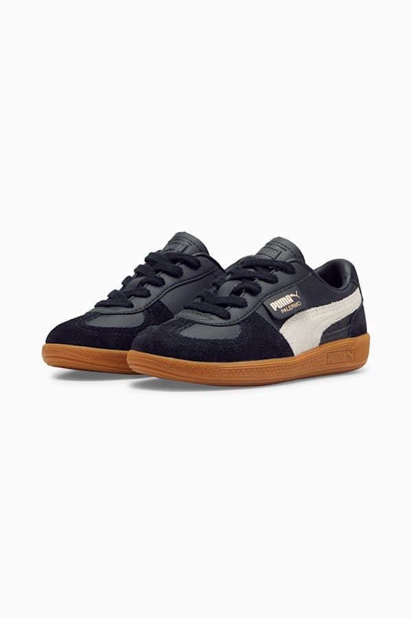 Palermo Leather Sneakers Kids, PUMA Black-Feather Gray-Gum, extralarge
