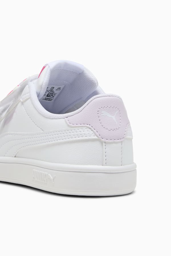 PUMA Smash 3.0 Badges Kids' Sneakers, PUMA White-Magic Rose-Lilac Frost, extralarge
