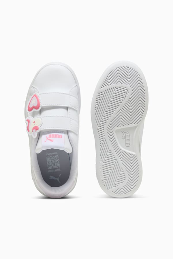 PUMA Smash 3.0 Badges Kids' Sneakers, PUMA White-Magic Rose-Lilac Frost, extralarge