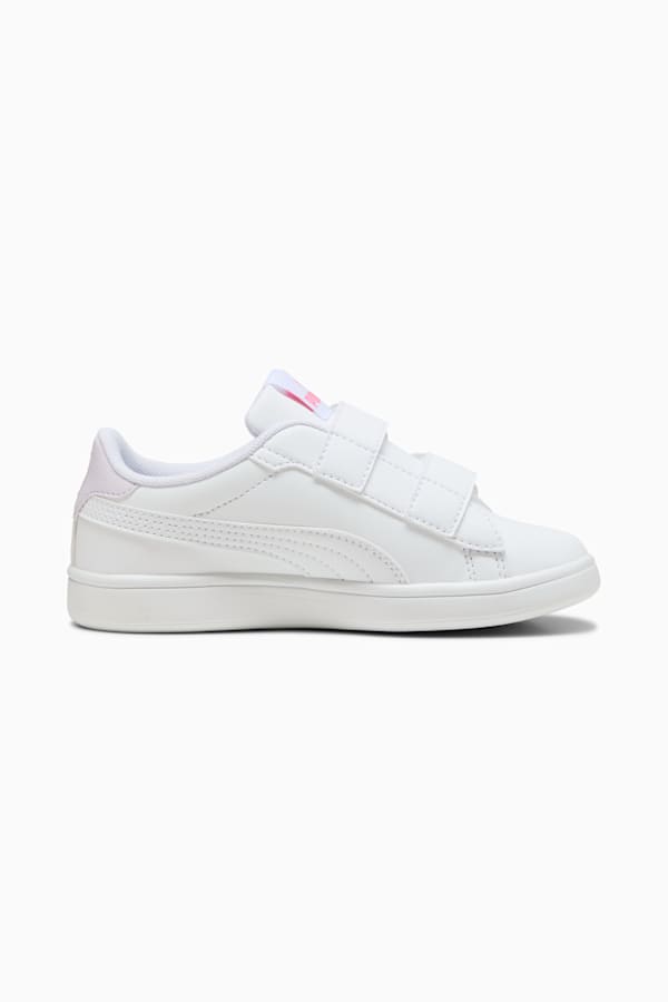 PUMA Smash 3.0 Badges Kids' Sneakers, PUMA White-Magic Rose-Lilac Frost, extralarge