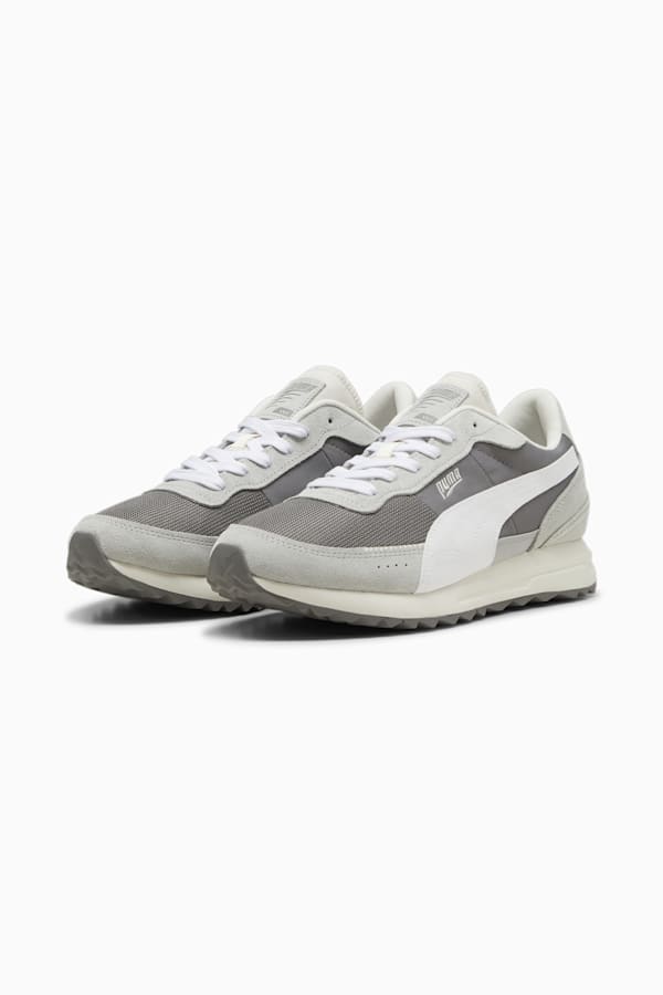Road Rider Suede Sneakers, Cast Iron-PUMA White, extralarge