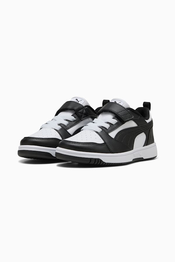 Puma Rebound V6 Lo Kids' Sneakers, PUMA White-PUMA Black, extralarge