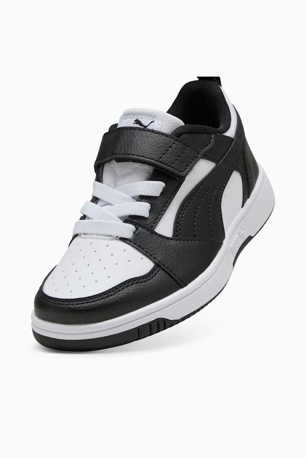 Puma Rebound V6 Lo Kids' Sneakers, PUMA White-PUMA Black, extralarge
