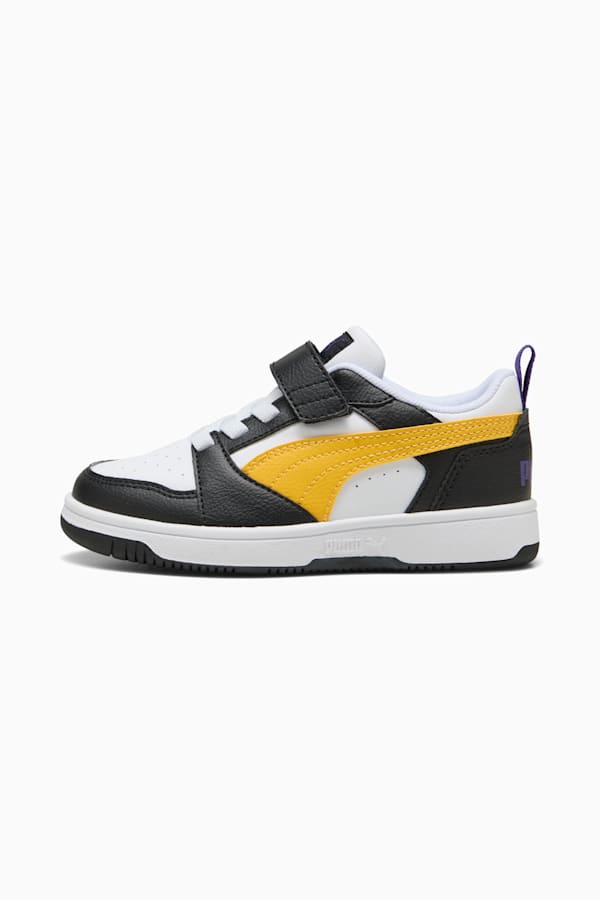 Puma Rebound V6 Lo Kids' Sneakers, PUMA Black-Yellow Sizzle-PUMA White, extralarge