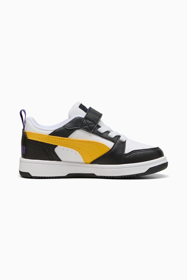 Puma Rebound V6 Lo Kids' Sneakers, PUMA Black-Yellow Sizzle-PUMA White, extralarge