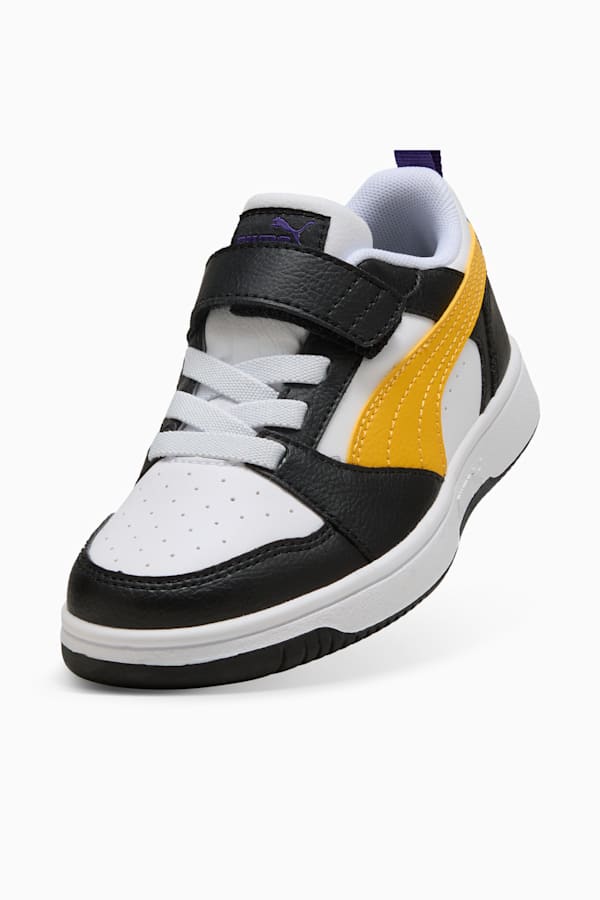 Puma Rebound V6 Lo Kids' Sneakers, PUMA Black-Yellow Sizzle-PUMA White, extralarge